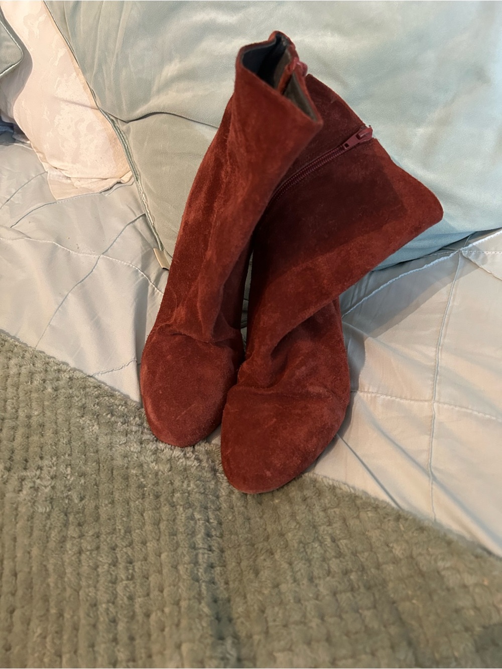 Free People Burgundy Suede Ankle Booties